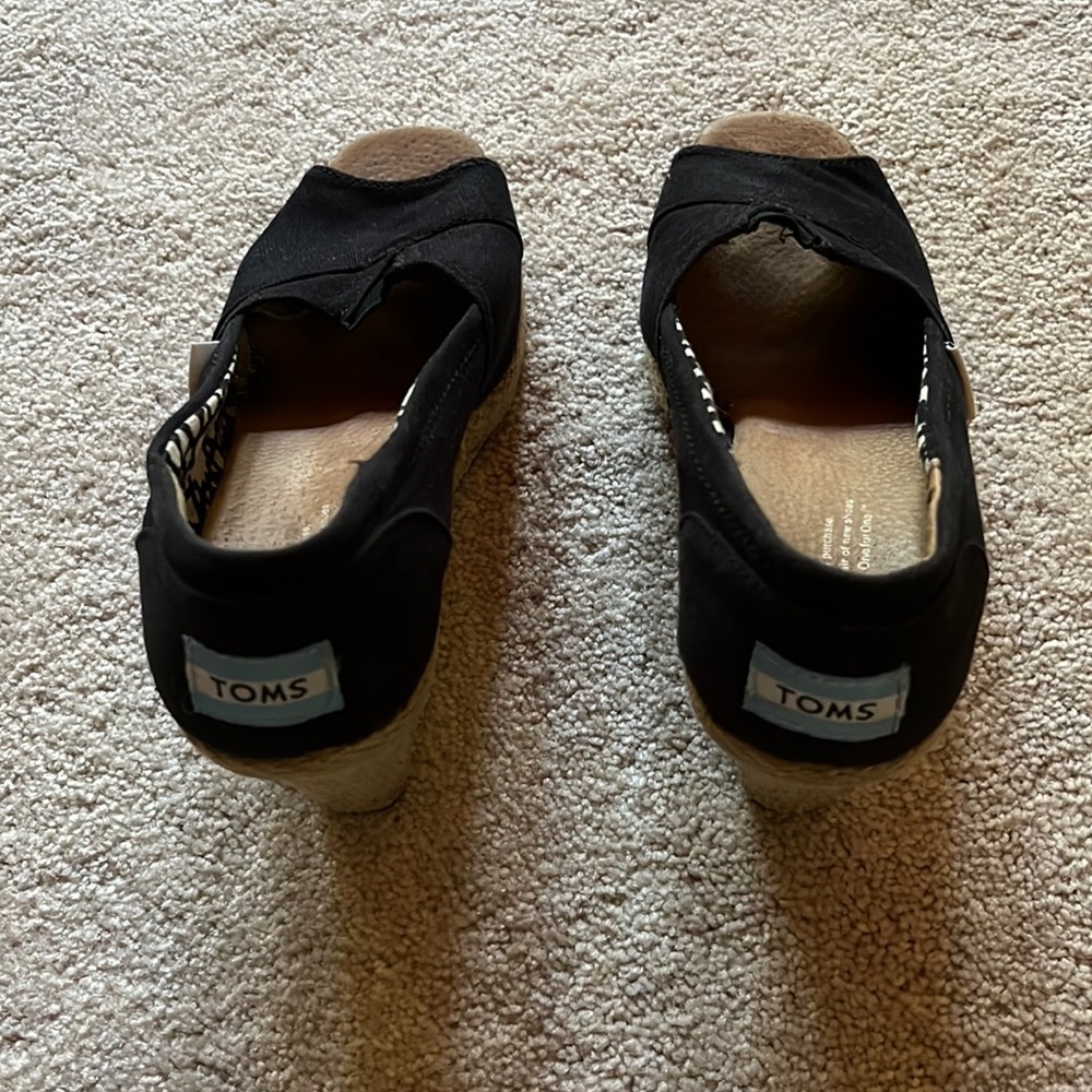 Toms Black Wedge Sandals